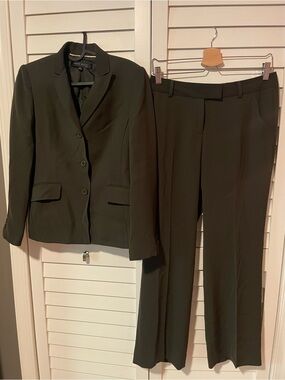 Anne Klein 2 Petite Gray Women's Blazer Jacket Pant Trouser Suit EUC